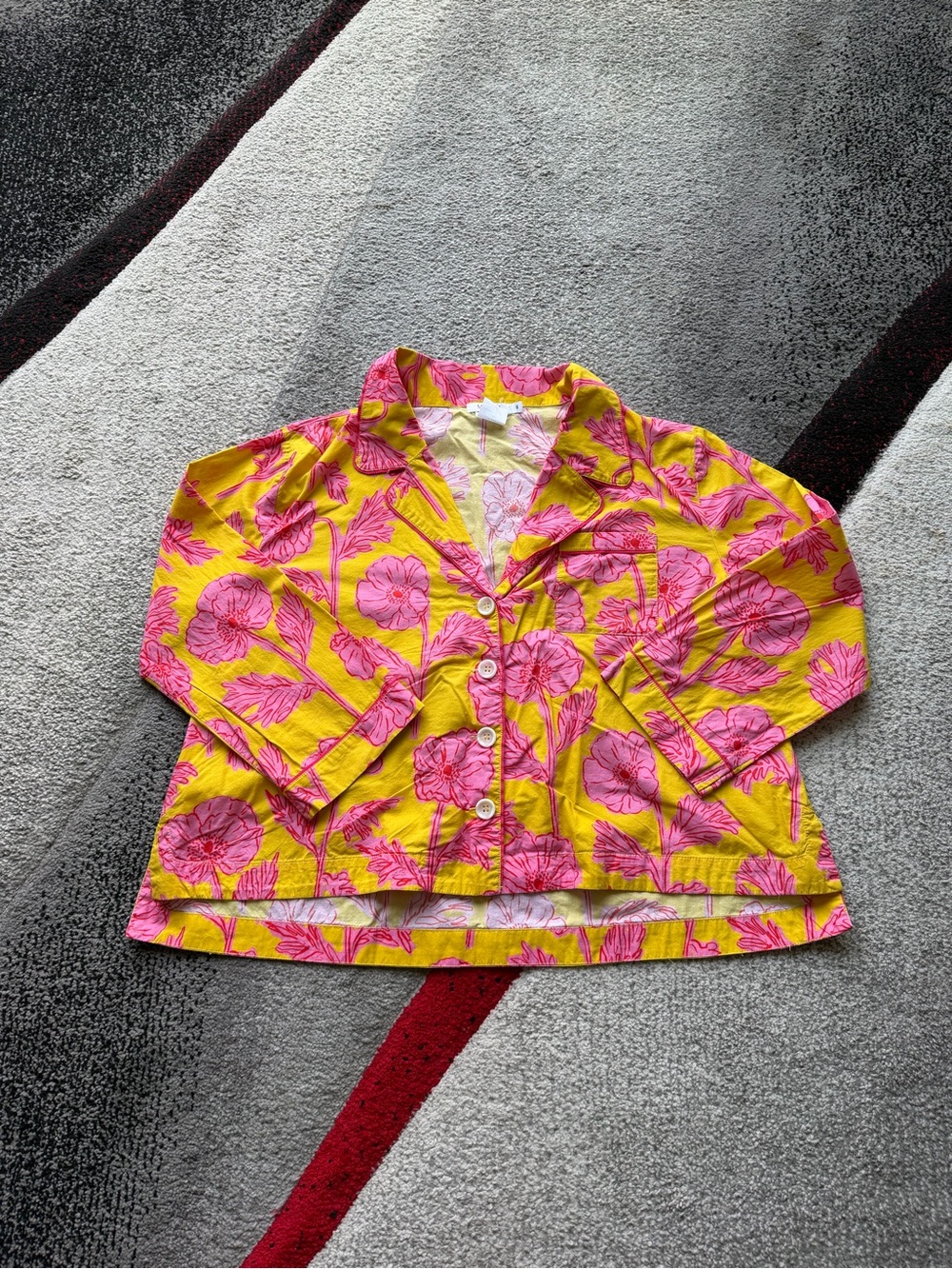 Mersea Over The Moon Poppies Print Yellow PJ Top